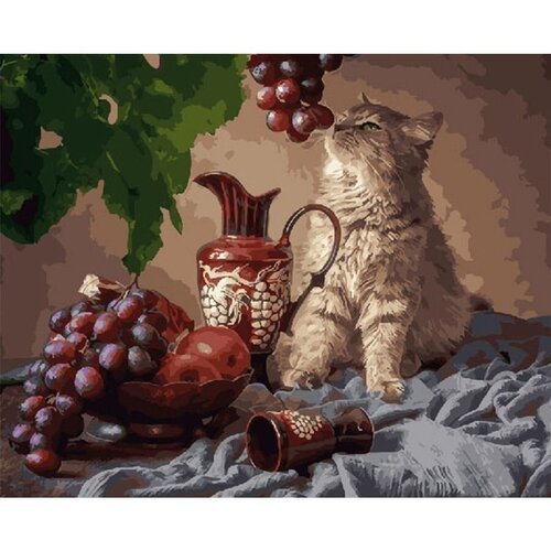 Картина по номерам Кот и виноград 40х50 см Hobby Home