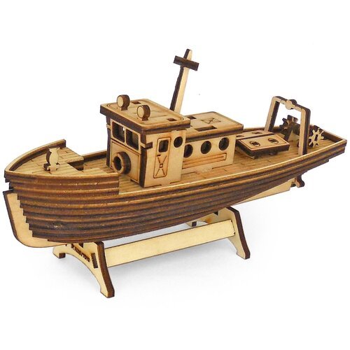 Сборная модель/деревянный конструктор - рыбацкий баркас (в коробке)