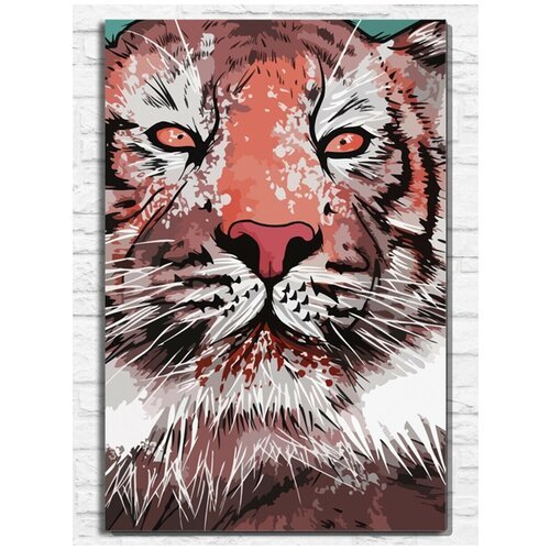 Картина по номерам на холсте Тигр (Тигрюня, азиатская эстетика, кошка) - 9220 В 60x40
