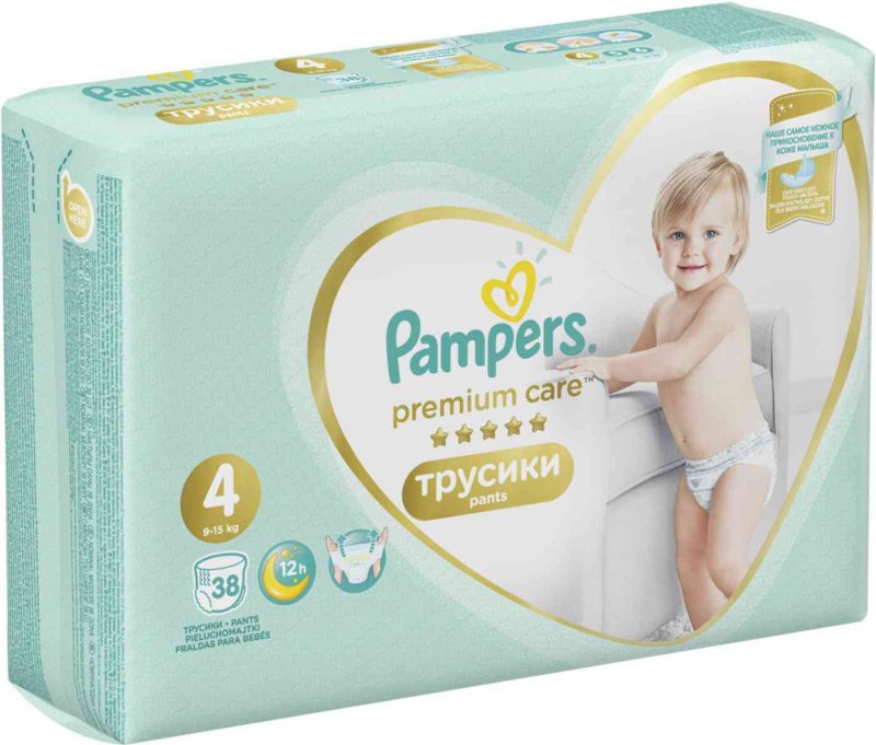 Подгузники-трусики Pampers Premium care 4 (9-15 кг), 38 шт.