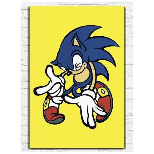 Картина по номерам на холсте игра Sonic 3D Blast (Sega, Сега, 16 bit, 16 бит, ретро приставка) - 9864 В 60x40