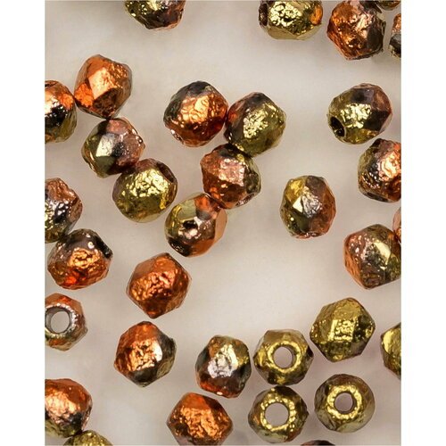 Стеклянные чешские бусины, граненые круглые, Fire polished, 3 мм, Crystal Etched California Gold Rush, 250 шт.