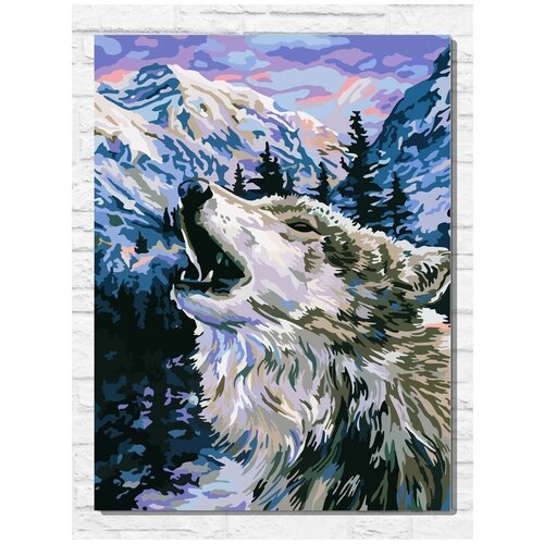 Картина по номерам на холсте вой волка (волк, пейзаж, горы) - 9375 В 30x40