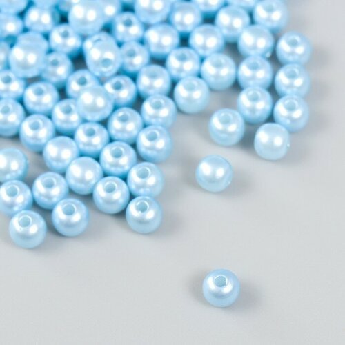 Набор бусин 'Рукоделие' пластик, диаметр 6 мм, 25 гр, голубой