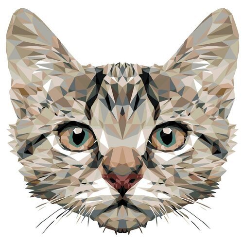 Картина по номерам, 'Живопись по номерам', 48 x 48, A368, кот, котенок , полигональный стиль, поп-арт