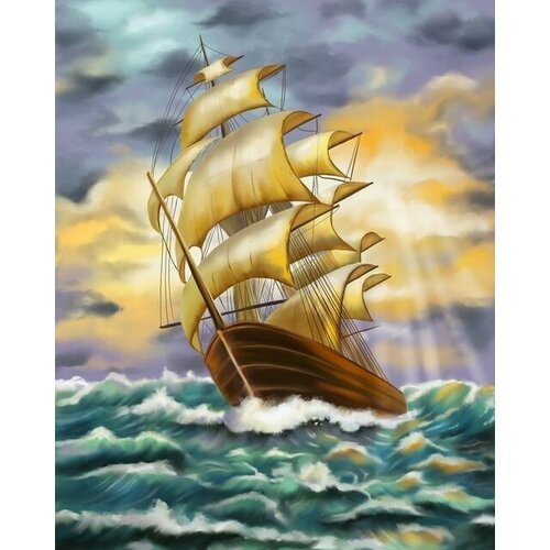 Картина по номерам 'Корабль на волнах' холст на подрамнике 40х50 см, VA-3841