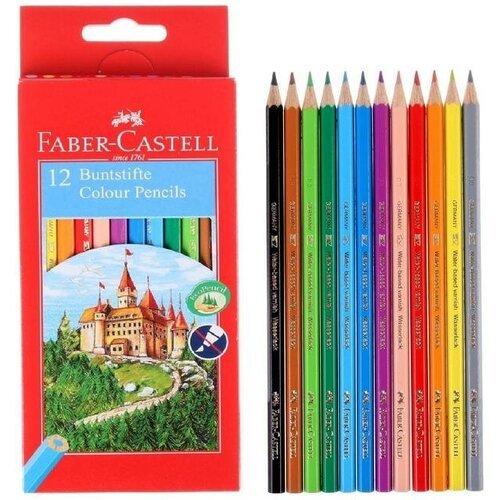 Карандаши 12 цветов Faber-Castell ECO 'Замок' 1201 7/2.8 мм, шестигранный корпус, без точилки