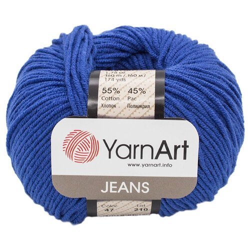 Пряжа для вязания YarnArt 'Jeans' 50гр 160м (55% хлопок, 45% полиакрил) (47 василек), 10 мотков