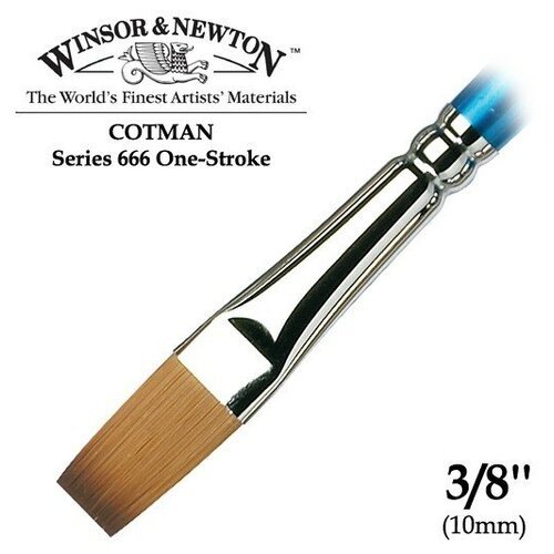 Кисть Winsor&Newton Кисть синтетика плоская удлиненная 3/8' Winsor&Newton COTMAN 666 One-Stroke, длинная ручка