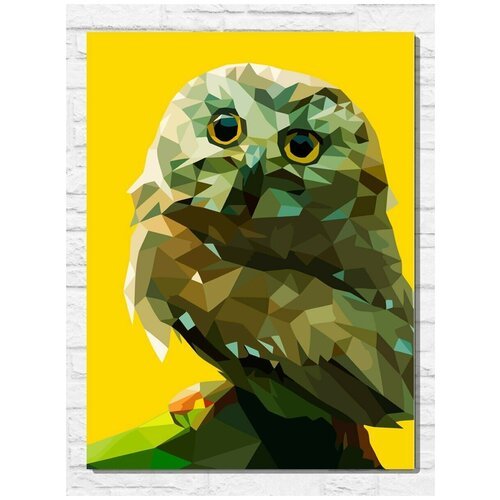 Картина по номерам на холсте лоу поли сова (филин) - 9359 В 30x40