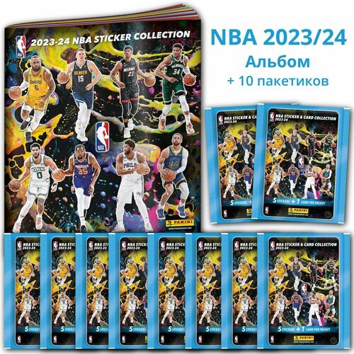 Альбом + 10 пакетиков Panini НБА 2023/24 баскетбольные коллекционные наклейки для любителей панини