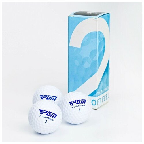 PGM Мячи для гольфа 'Soft Feel' PGM, двухкомпонентные, d=4.3 см, набор 3 шт, белые