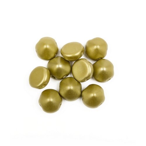 Стеклянные чешские бусины с двумя отверстиями, Tipp Beads, 8 мм, цвет Alabaster Pastel Lime, 10 шт.