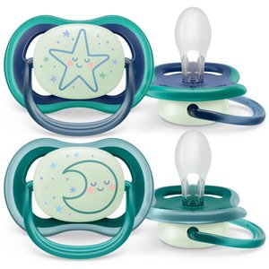 Пустышка светящаяся Philips Avent ultra air night с футляром для хранения и стерилизации  6-18 мес  2 шт арт SCF376/13