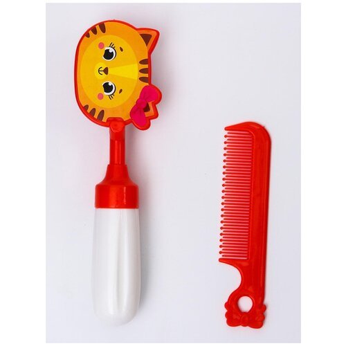 Набор расчёсок «Мяу», 2 предмета: расчёска с зубчиками + щётка, микс