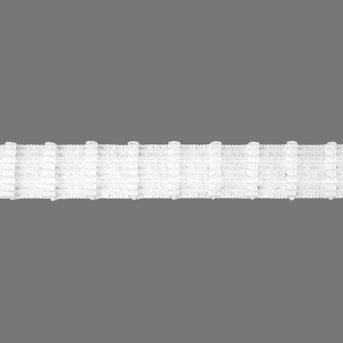 С01/25 Тесьма шторная1/2 'Параллельная складка' (2 шнура) для велькро 25мм*50м, белый, 50 м